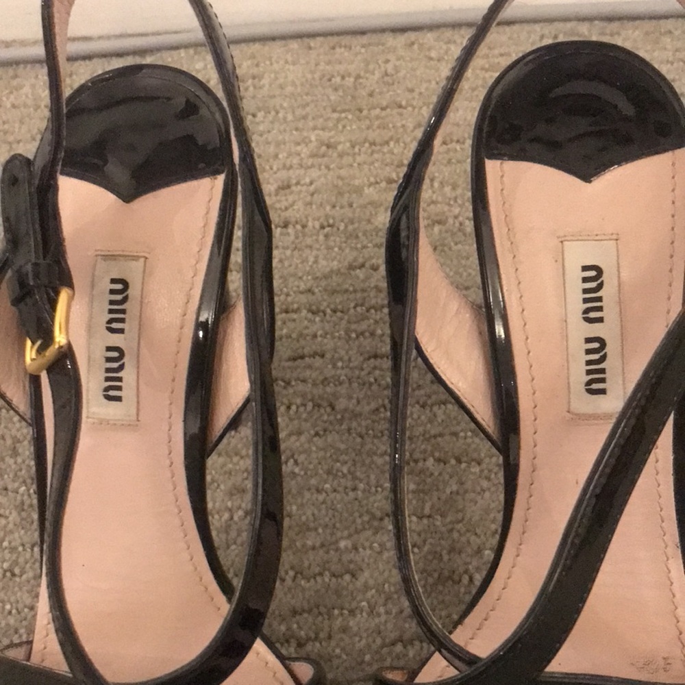 Miu Miu Vernice Strappy High Heel Sandals 38 1/2 Women Black Patent Leather - Picture 6 of 8
